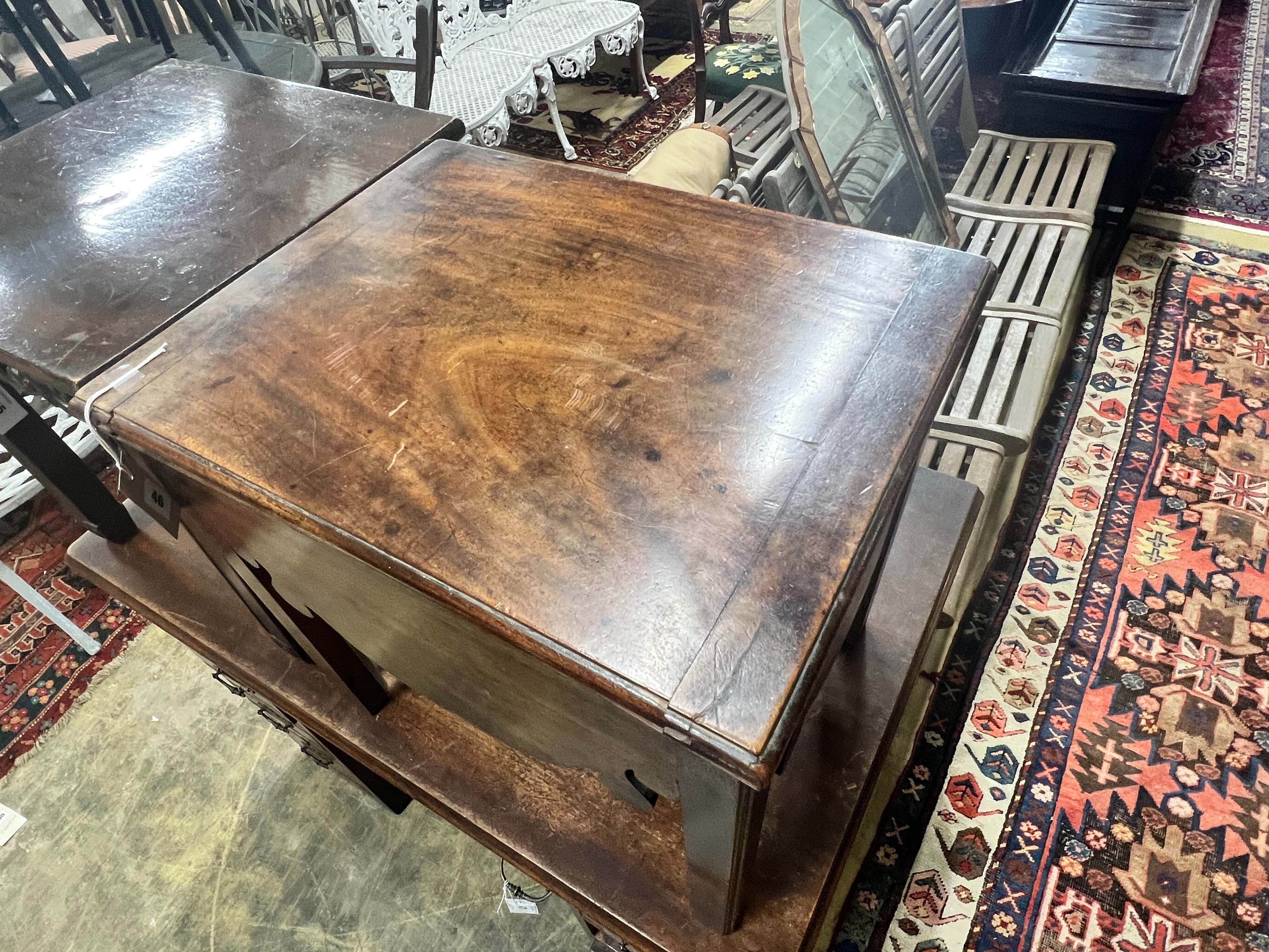 A George III mahogany commode, altered, width 50cm depth 39cm height 48cm